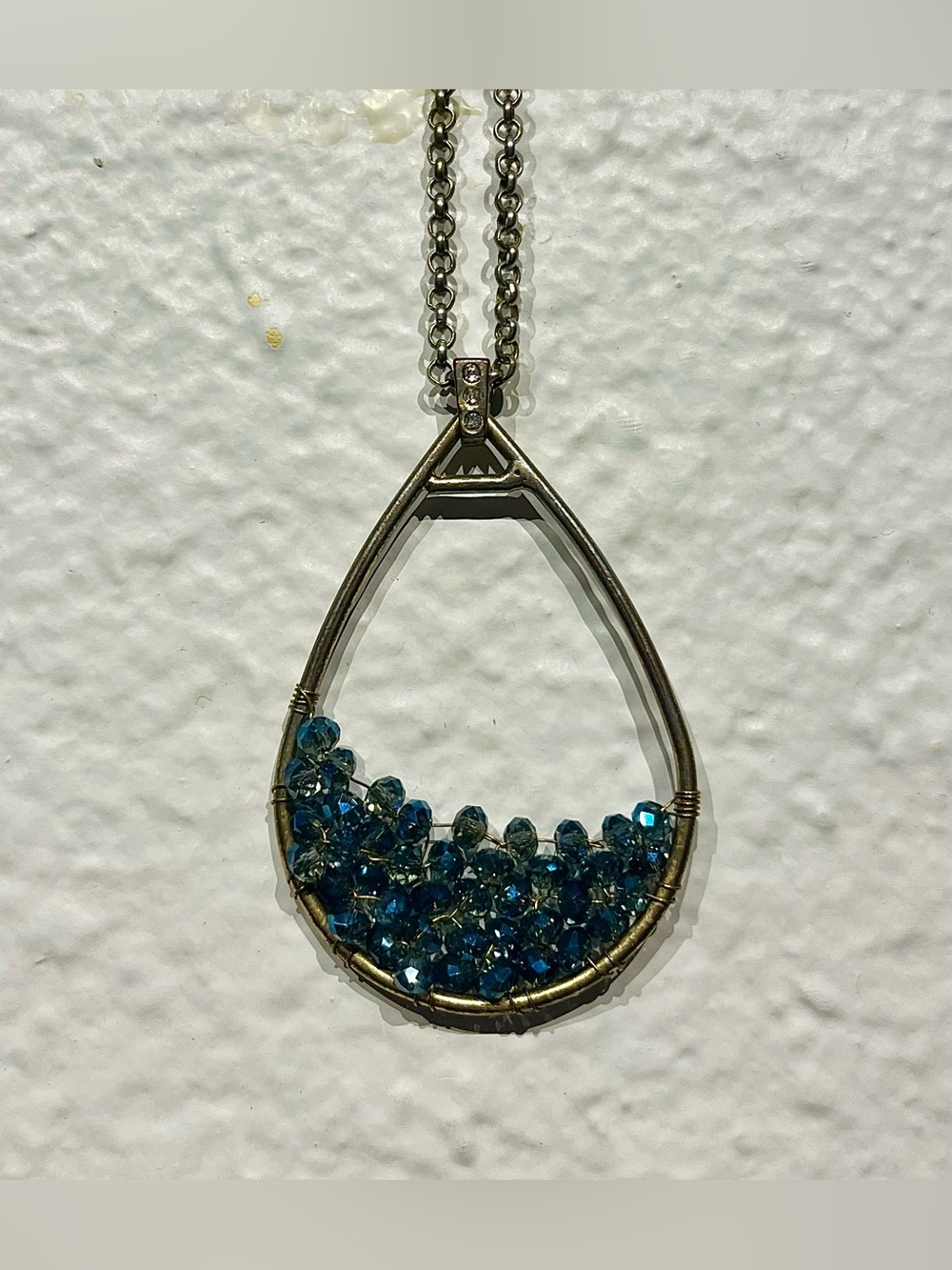 Kenneth Cole Blue Crystal Teardrop Pendant Necklace